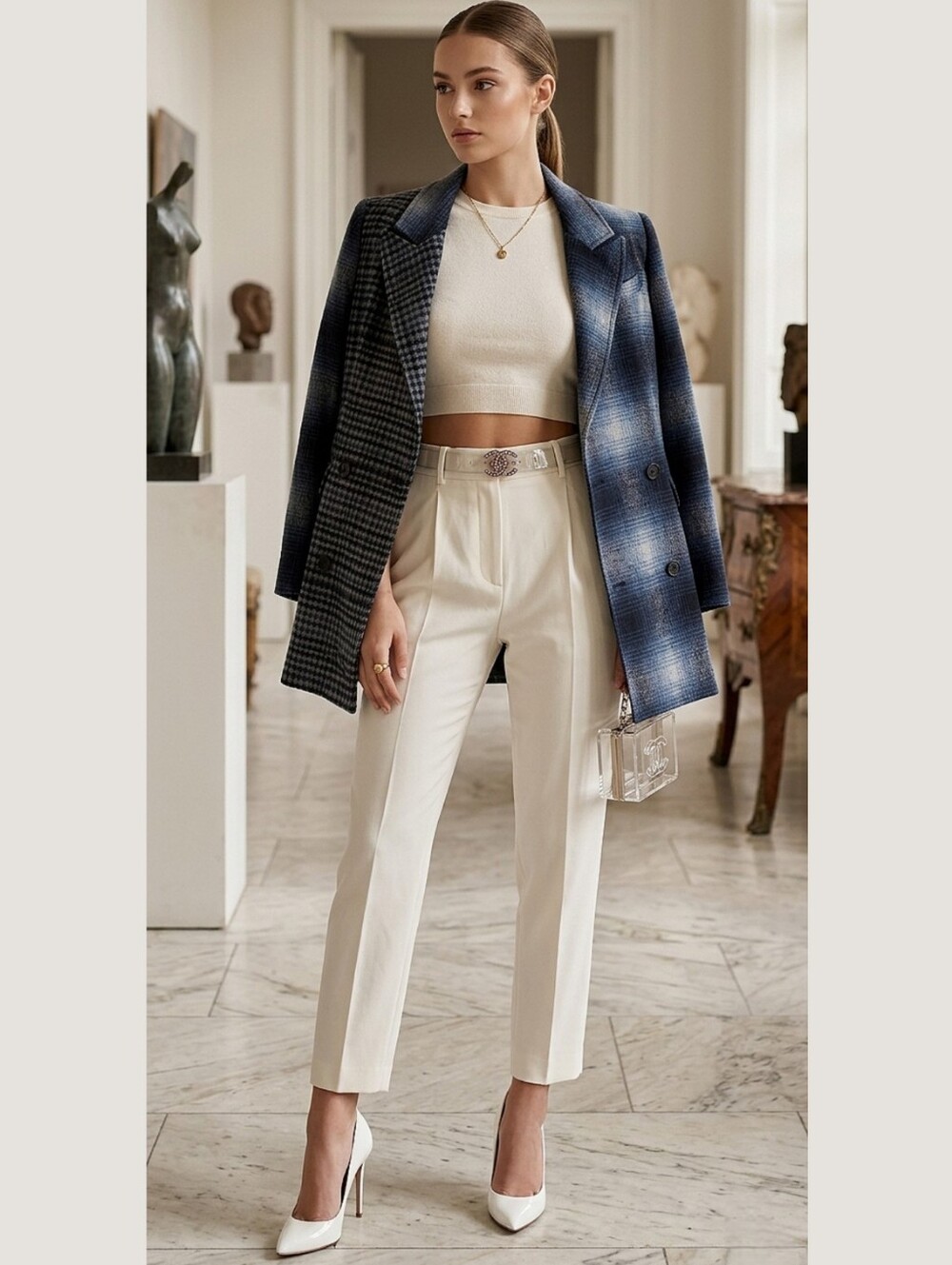RARE AVEC LES FILLES Anthropologie Blue Soft Wool-Blend Blazer Overcoat